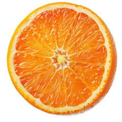 Juicy orange slice, halved, studio shot, vibrant background, food photography