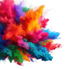 Colorful powder explosion against black background, festival event