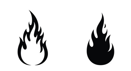 Two Flames Illustration in Black and White Silhouette Style silhouette