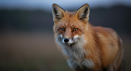 Fototapeta premium Close Up Portrait Of A Sharp Eyed Red Fox In Natural Habitat