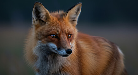 Fototapeta premium Close Up Portrait Of A Red Fox Showing Vibrant Fur And Intense Gaze