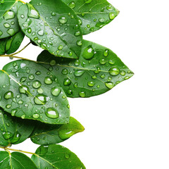 Dew-covered leaves, close-up, nature background, website design