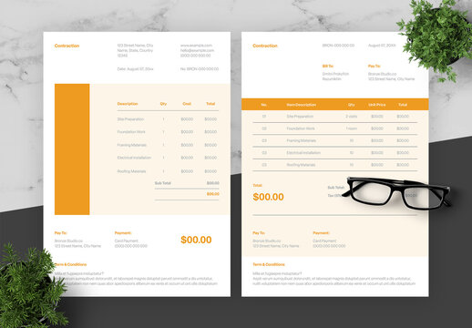 Orange And Black Invoice Construction