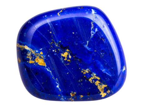 Polished Lapis Lazuli Gemstone with Gold Flecks and Deep Blue Veins, isolated on a transparent background - Powered by Adobe