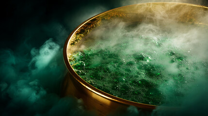 cauldron with green potion steam
