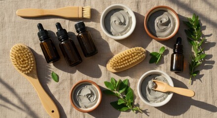 Natural skin care products arrangement