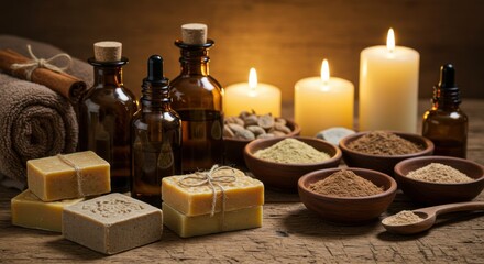 Natural spa products display