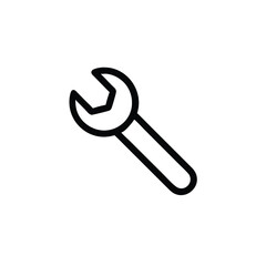 Minimalist line art wrench icon for repair maintenance or construction designs and projects