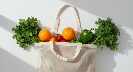 Produce in reusable shopping bag