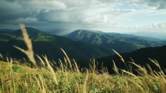 Mountain vista with dramatic clouds