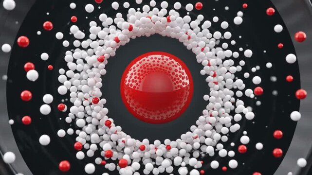 abstract_red_and_white_spheres_orbiting_a_central_core_in_a_dark_gray_circular_design