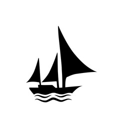 ship silhouette icon at sea