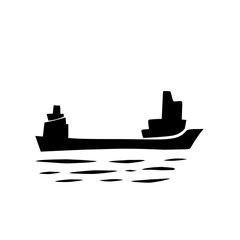 Fototapeta premium ship silhouette icon at sea