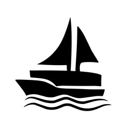 ship silhouette icon at sea
