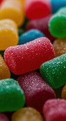 Assorted colorful candies closeup