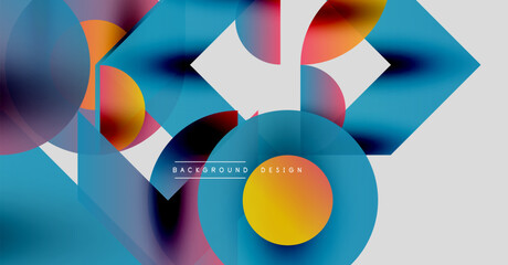 Fototapeta premium Abstract colorful shapes overlap. Gradient hues create dynamic visual effect. Modern design elements present fluid composition.
