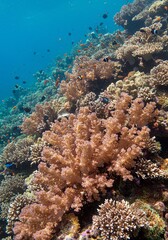 Vibrant Coral Reef with Colorful Fish Underwater Scene