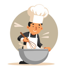 Culinary Creation: A chef intently whisks ingredients in a mixing bowl, demonstrating a blend of culinary expertise.