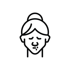 Black line icon for runny nose