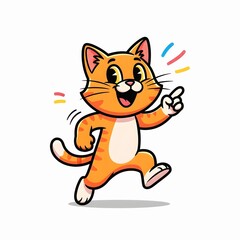 Cheerful Cat Points Up