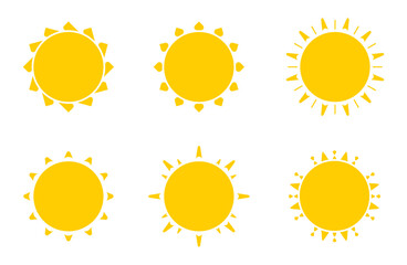 Bright Yellow Sun Icons Weather and Summer Design Elements