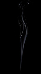 The wispy smoke pattern, resembling ink in water, rises gently against a black background, adding a delicate and ethereal quality to the image.
