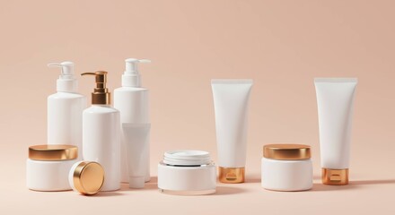 Skincare products with natural light and soft shadows.


