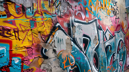 Graffiti-covered wall where tags accidentally create new composition