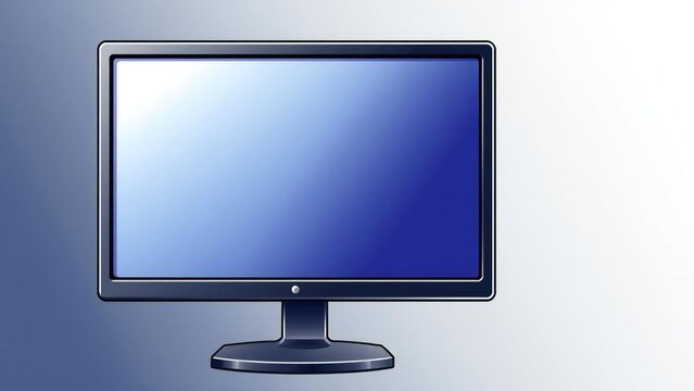 Modern flat screen computer monitor display with blue gradient screen