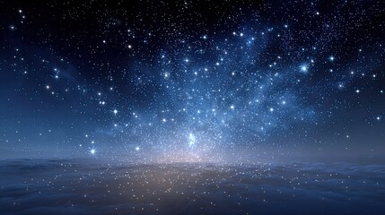 Obraz premium Starry night sky over a cloud-filled plane