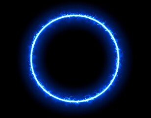 Glowing blue electric circle on black background