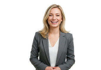 Smiling woman in business attire portrait on transparent background