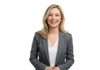 Smiling woman in business attire portrait on transparent background