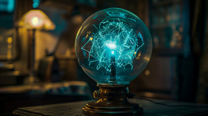 "Plasma globe with electricity following hidden order