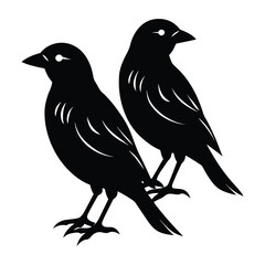 Fototapeta premium Two Black Birds Silhouette Vector Illustration Graphic Design on White Background