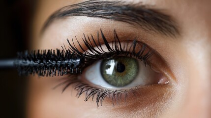 Obraz premium Close-up of mascara application on an eye.