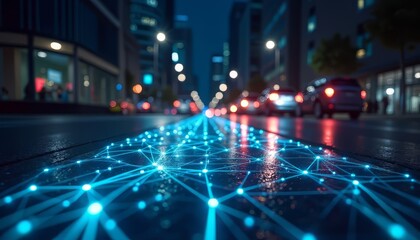 Obraz premium Network on Street at Night