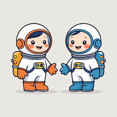 A joyful cartoon astronaut chatting with a group of cheerful space squirrels, exchanging stories while sitting on a colorful asteroid.