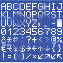 Circle Dot Typography Font - Modern Dot Matrix Alphabet Display Font for Digital and Electronic Design. Vector Font Set