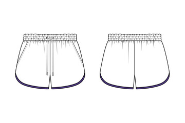 Women&rsquo;s Short pants, Fashion Flat Sketch Vector Illustration, CAD, Technical Drawing, Flat Drawing, Template, Mockup.