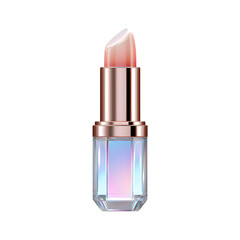 Holographic Lipstick with Rose Gold Cap: Elegant Lip Color with Shimmer Effect