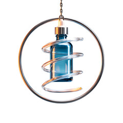 Blue Bottle with Spiral Design: Modern Decorative Hanging Bottle