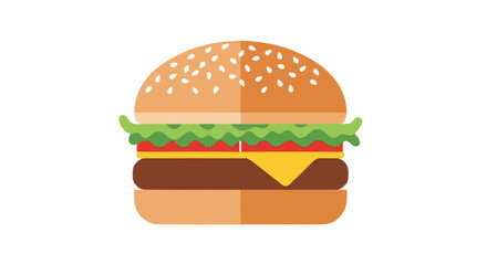 Minimalist Burger Illustration on White Background