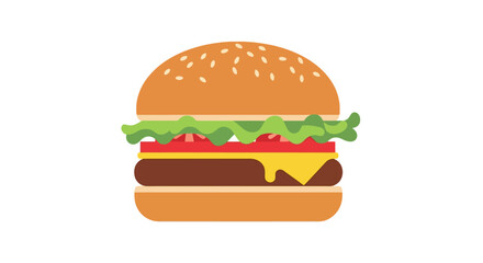 Flat Vector Illustration: Delicious Burger on White
