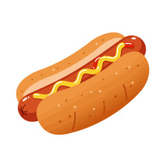 Cartoon Hot Dog with Mustard and Ketchup