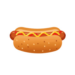Cartoon Hot Dog with Mustard on a Bun