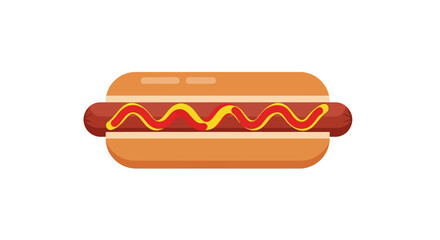 Cartoon Hot Dog with Mustard and Ketchup Topping