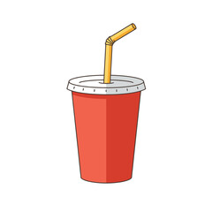 Cartoon Drink: Red Cup with Straw