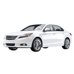 Obraz premium A sleek white sedan parked against a stark black background in a studio setting