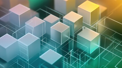 Obraz premium Numerous interconnected cubes in a futuristic digital environment
